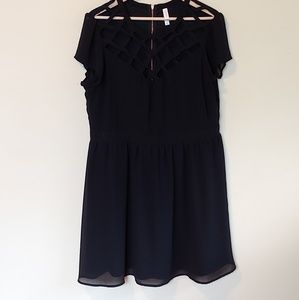 Exhilaration Black Fit and Flare Lattice dress